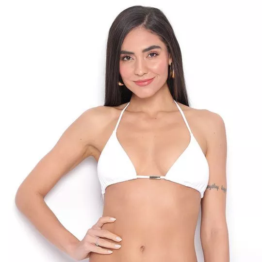 Top Cortininha Liso- Branco- Morena Rosa