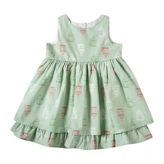 Vestido Gaiolas- Verde Claro- Tip Top