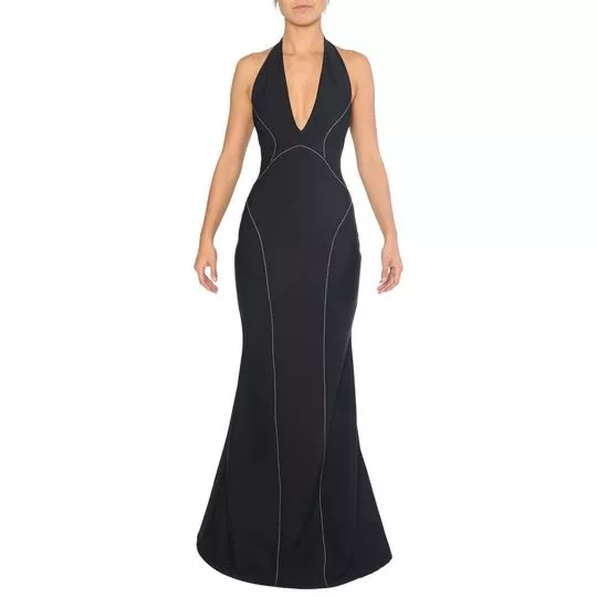 Vestido Longo Com Recortes- Preto- TuFi Duek