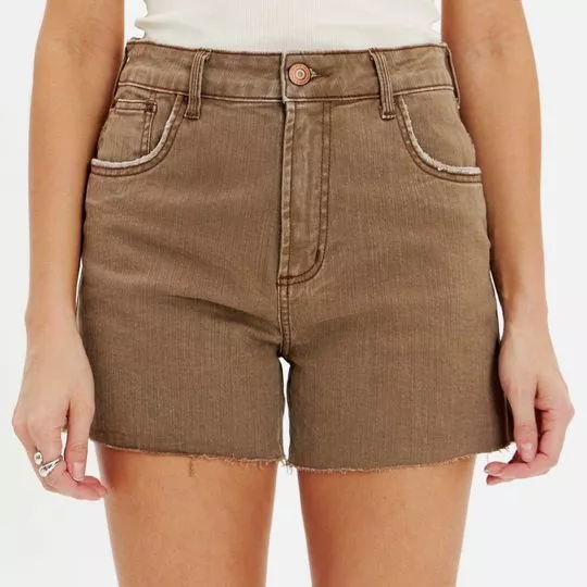 Short Em Sarja Com Recortes- Marrom Claro- My Favorite Things