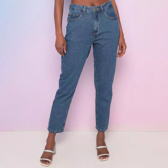 Calça Jeans Reta Lisa- Azul- Morena Rosa