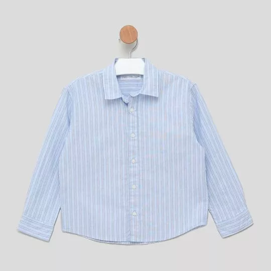 Camisa Listrada- Azul Claro & Branca- Zara Kids