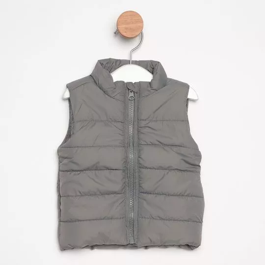 Colete Puffer- Cinza- Tip Top