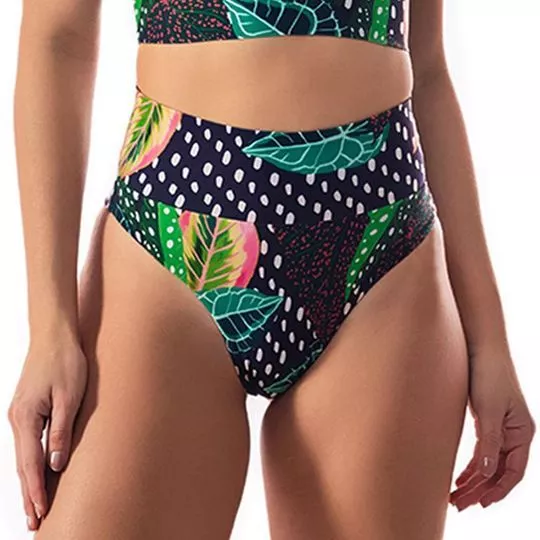 Hot Pant Folhagens- Preta & Off White- LUA MORENA