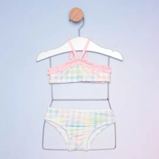 Biquíni Frente Única Com Franzido- Rosa & Azul- PETIT CHERIE