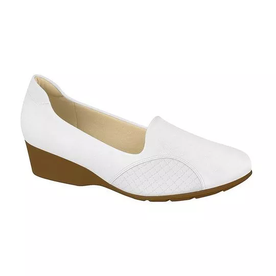 Sapato Anabela Com Recortes- Branco- Salto: 4cm- Modare