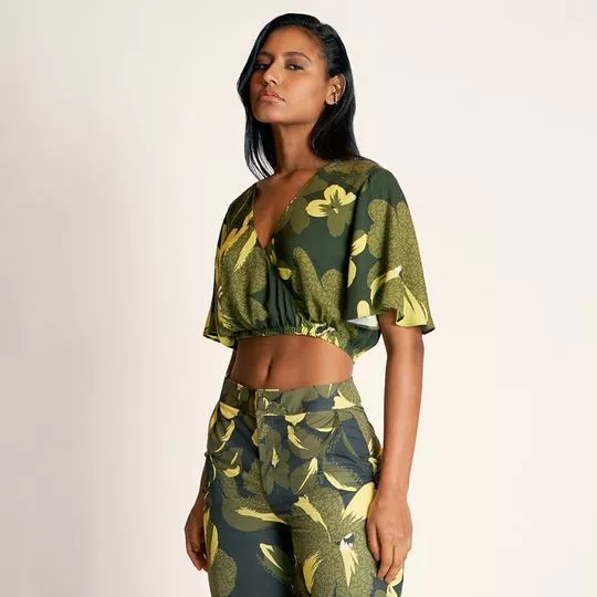 Cropped Floral- Verde Militar- ZINCO