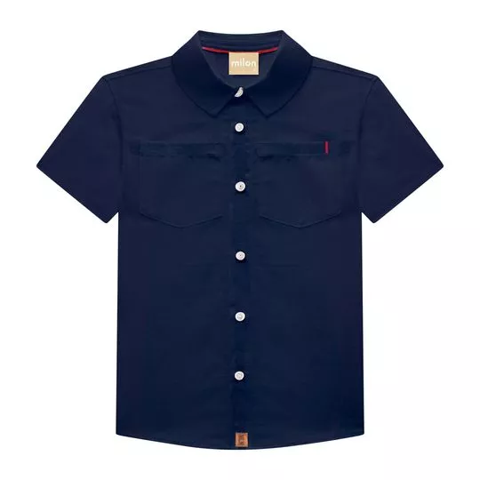 Camisa Com Bolso- Azul Marinho- Milon