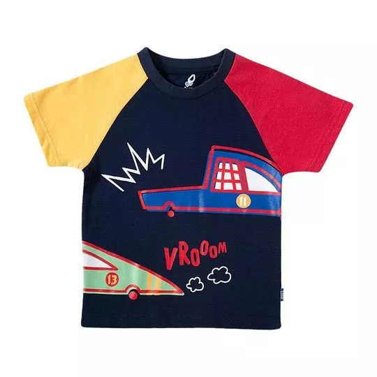 Camiseta Carros- Azul Marinho & Vermelha- Tip Top