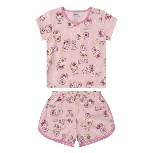 Pijama Gatinhos- Rosa & Bege- Rovi Kids- Rovitex