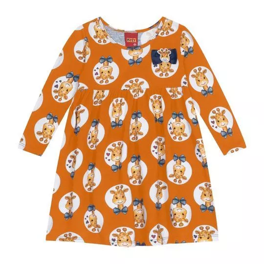Vestido Girafas- Laranja & Branco- Kyly