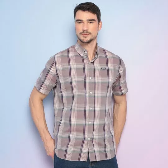 Camisa Xadrez- Bege & Vinho- Wrangler