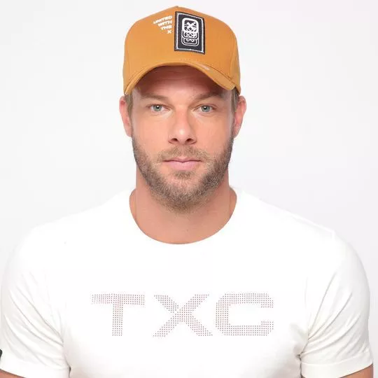 Boné Com Bordado- Bege Escuro & Branco- TXC BRAND
