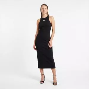 Vestido Tubinho Estampa Frontal<BR> - Preto<BR> - CLC