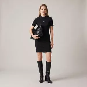 Vestido Tubinho Estampa Frontal<BR> - Preta<BR> - CLC
