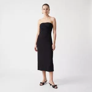 Vestido Midi Sem Alças<BR> - Preta<BR> - CLC