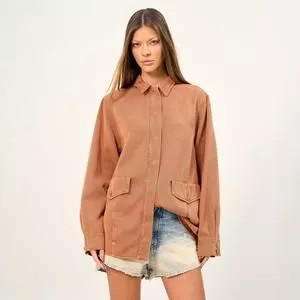 Jaqueta Sarja Estonada<BR>- Marrom<BR>- Open