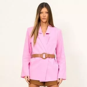 Blazer Linho<BR>- Rosa<BR>- Open