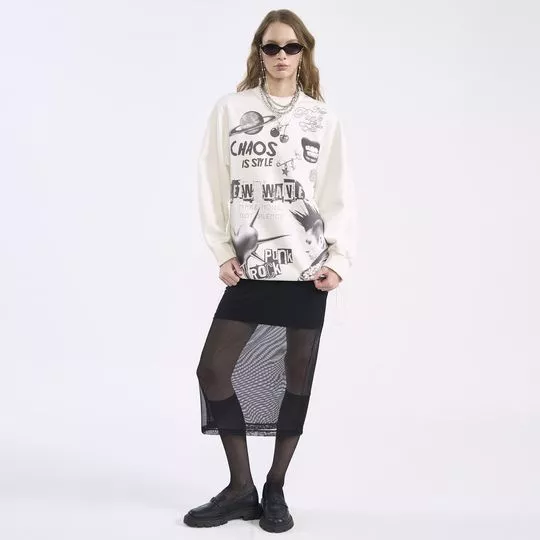 Blusão Moletom- Off White- Colcci