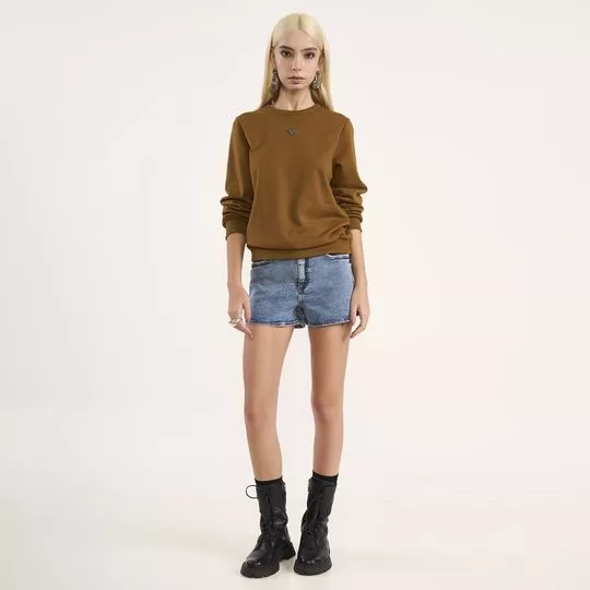 Blusão Moletom- Marrom- Colcci Jeans