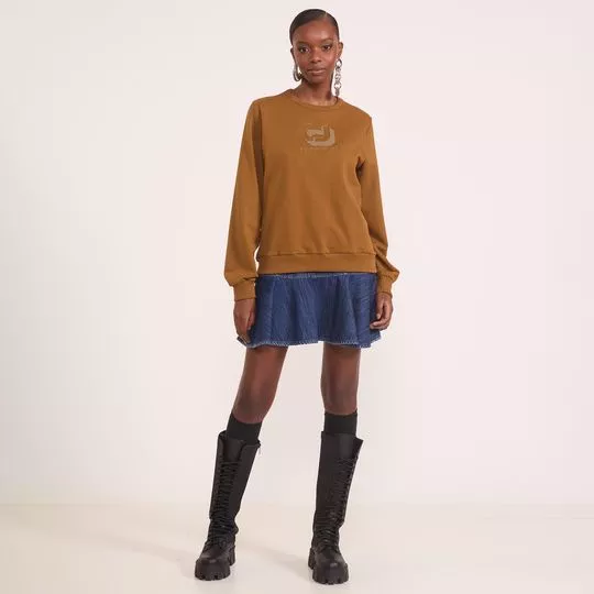 Blusão Moletom- Marrom- Colcci Jeans