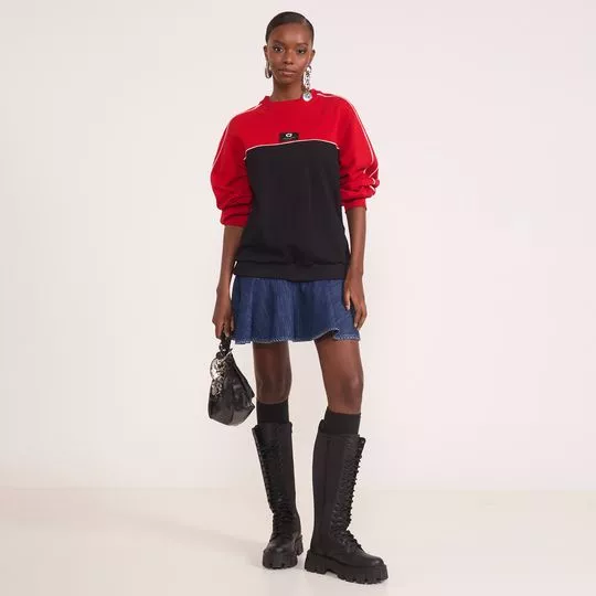 Blusão Moletom- Preta- Colcci Jeans
