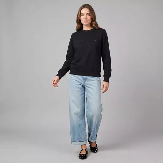Blusão Moletom- Preta- Colcci Jeans