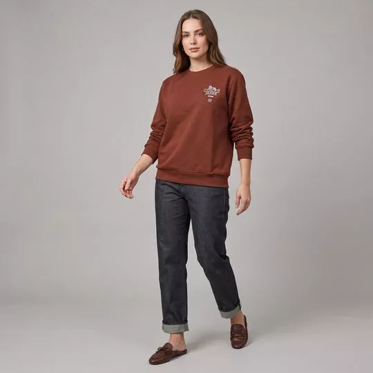 Blusão Moletom- Marrom- Colcci Jeans