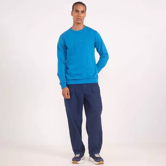 Blusão Moletom Longo- Azul- Colcci
