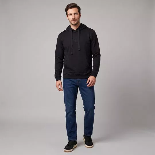 Blusão Moletom Com Capuz- Preto- Colcci