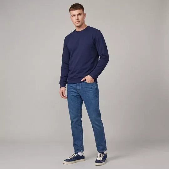 Blusão Moletom Manga Longa- Azul Marinho- Colcci