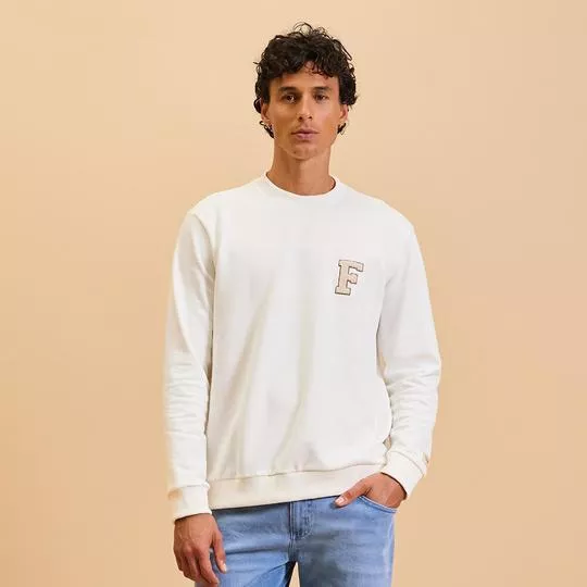 Blusão Moletom Manga Longa Gola Careca- Off White- Forum
