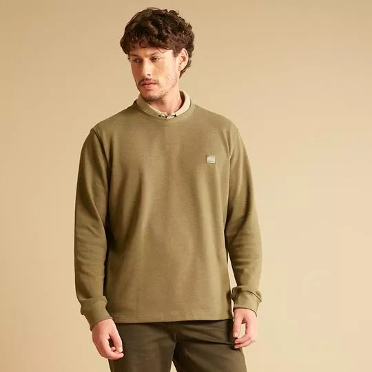 Blusão Gola Polo Manga Longa- Verde Oliva- Forum