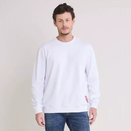 Blusão Moletom Manga Longa Gola Careca- Branco- Forum
