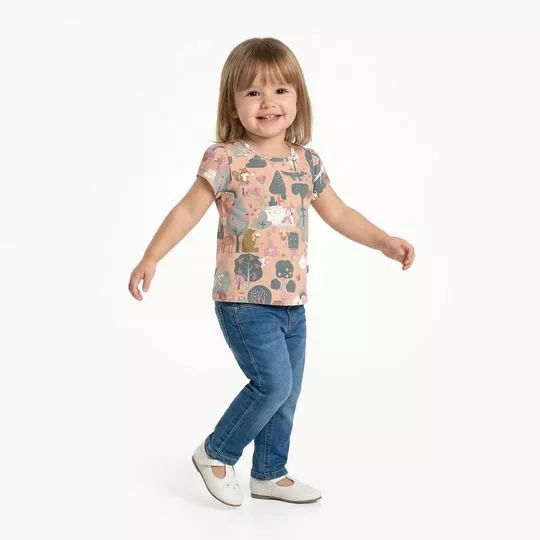 Blusa Feminina Infantil Geométrico- Laranja Escuro- Elian