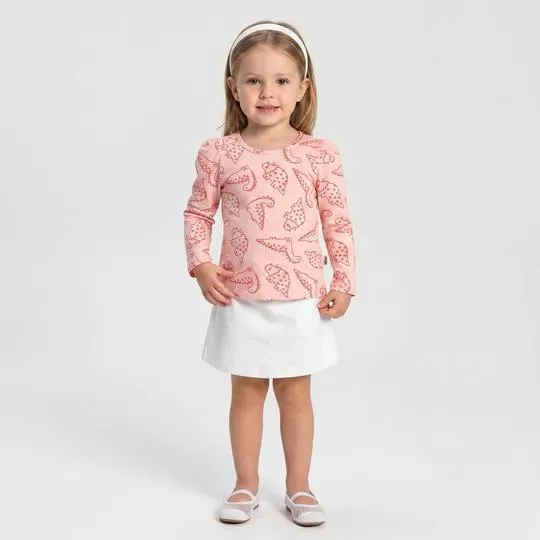 Blusa Feminina Manga Longa Personagens- Rosa Claro- Elian