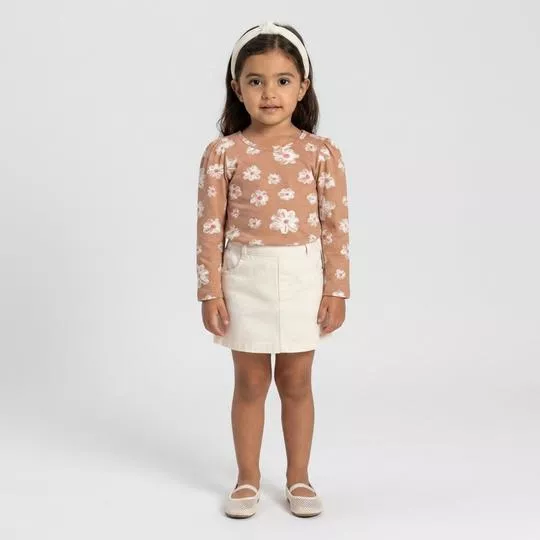 Blusa Feminina Floral- Marrom- Elian