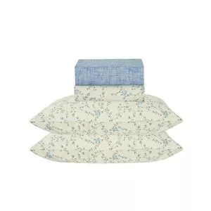 Jogo Cama Micropercal 300 Fios Casal<br /> - Verde Claro & Azul<br /> - 220x240cm<br /> - 3Pçs<br /> - Niazitex