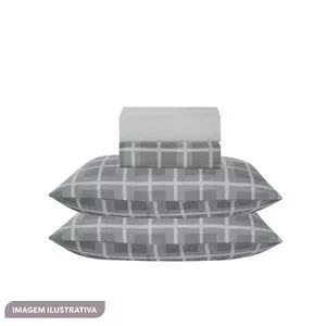 Jogo De Cama 300 Fios Micropercal Estampado King<br /> - Cinza Escuro<br /> - 280x260cm<br /> - 3Pçs<br /> - Niazitex