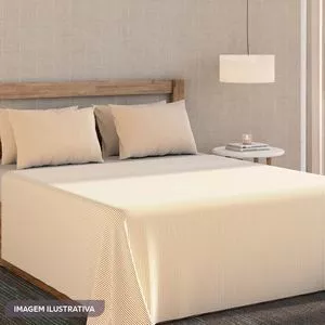 Sobre Lençol Harmonia Casal<BR>- Branco & Bege<BR>- 200x220cm<BR>- 120 Fios