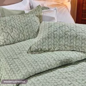Colcha Decor Naturale King Size<BR>- Verde Claro & Branca<BR>- 240x280cm<BR>- 180 Fios<BR>- Teka