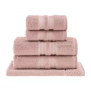 Jogo 5 Peças Toalhas Algodão Egípcio<BR>- Rosa Claro<BR>- 2x90x160cm/2x48x90cm/1x48x85cm<BR>- Buddemeyer