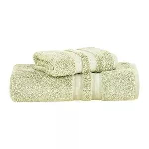 Jogo 2 Peças Toalhas Algodão Egípcio Cinta<BR>- Verde <BR>- Banho 90x160cm Rosto 48x90cm <BR>- Buddemeyer
