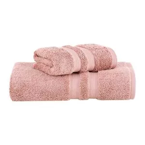 Jogo 2 Peças Toalhas Algodão Egípcio Cinta Decorativa<BR>- Rosa<BR>- 77x140Cm/48x90Cm<BR>- Buddemeyer