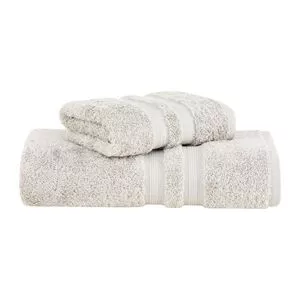Jogo Toalhas Algodão Egípcio Cinta<BR>- Cinza Claro<BR>- 77x140/48x90cm<BR>- Buddemeyer