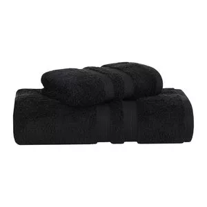 Jogo De Toalhas Algodão Egípcio Cinta 2 Peças<BR>- Preto<BR>- 77x140cm e 48x90cm<BR>- Buddemeyer