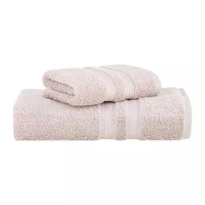 Jogo De Toalhas Cinta Algodão Egípcio<BR>- Rosa<BR>- 77x140cm E 48x90cm<BR>- Buddemeyer