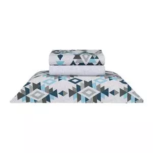 Edredom Casal Malha Algodão Tribos<BR>- Azul Claro -<BR>220x240cm<BR>- Naturalle