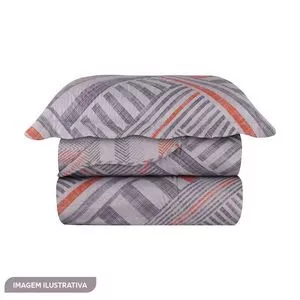 Conjunto De Cobre-Leito Ultrasonic Masoala Patchwork King Size<BR>- Cinza Claro & Laranja<BR>- 3Pçs<BR>- Sultan