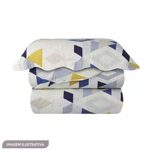 Conjunto De Cobre-Leito Ultrasonic Masoala Patchwork King Size<BR>- Azul & Amarelo<BR>- 3Pçs<BR>- Sultan